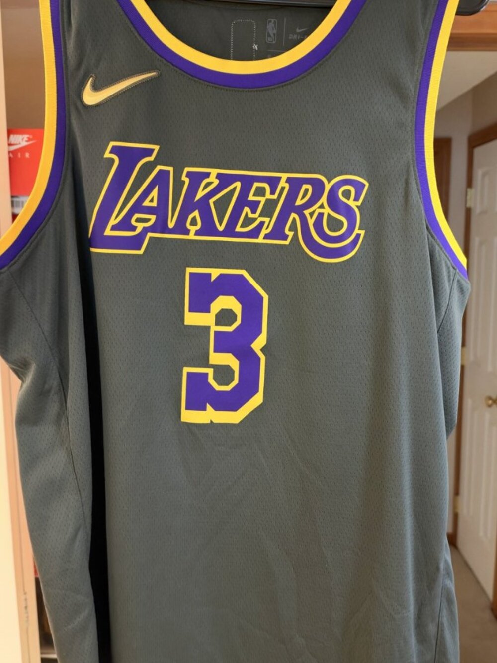 Nike Anthony Davis Lakers Earned Edition Gray Swingman Jersey 52 L